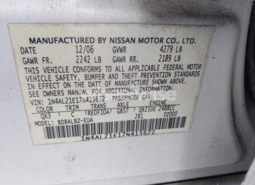 Photo 9 of 2007 Nissan Altima 2.5 S (VIN 1N4AL21E17N415672)