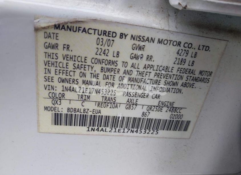 Photo 9 of 2007 Nissan Altima 2.5 S (VIN 1N4AL21E17N453225)