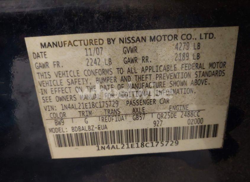 Photo 9 of 2008 Nissan Altima 2.5 S (VIN 1N4AL21E18C175729)