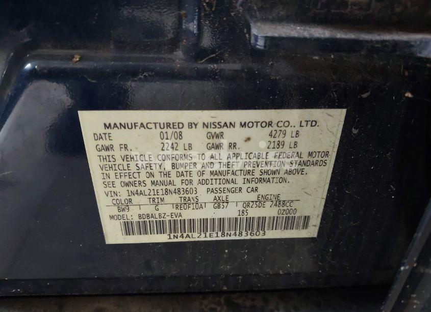 Photo 9 of 2008 Nissan Altima 2.5 S (VIN 1N4AL21E18N483603)
