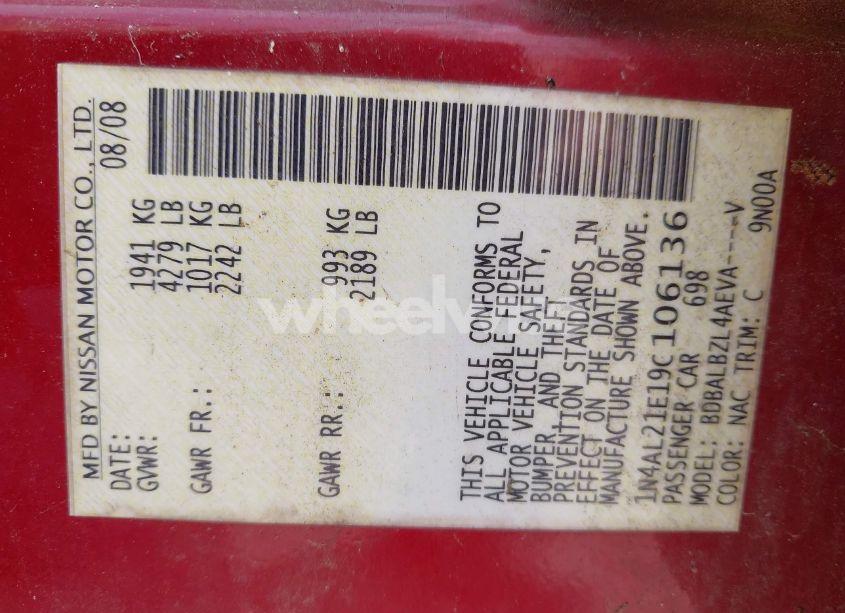 Photo 9 of 2009 Nissan Altima 2.5 S (VIN 1N4AL21E19C106136)