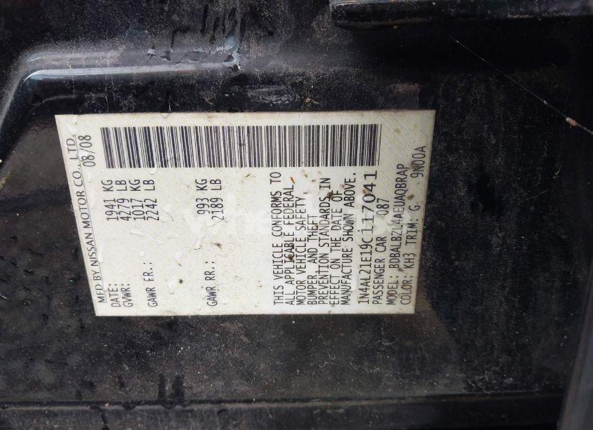 Photo 9 of 2009 Nissan Altima 2.5 S (VIN 1N4AL21E19C117041)