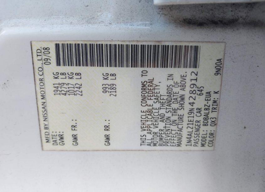 Photo 9 of 2009 Nissan Altima 2.5 S (VIN 1N4AL21E19N428912)