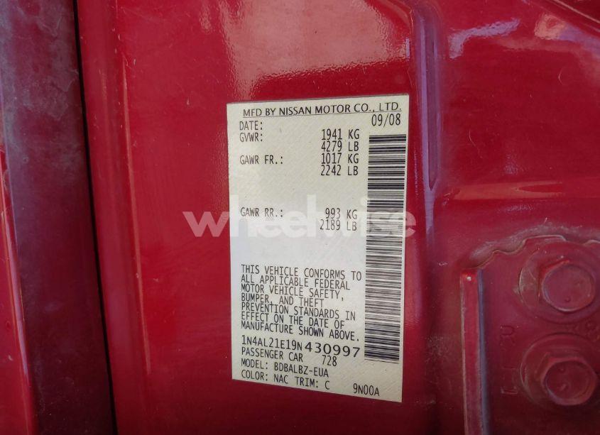 Photo 9 of 2009 Nissan Altima 2.5 S (VIN 1N4AL21E19N430997)