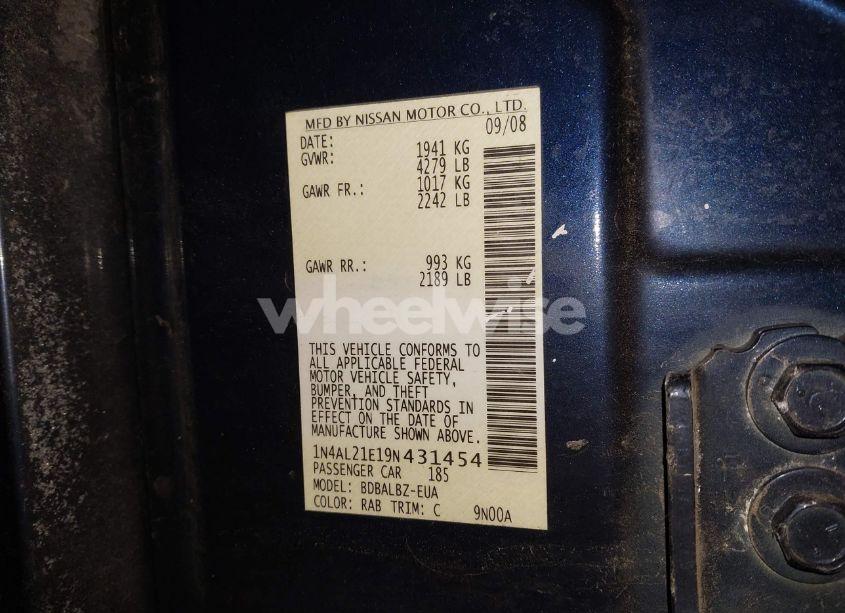 Photo 9 of 2009 Nissan Altima 2.5 S (VIN 1N4AL21E19N431454)