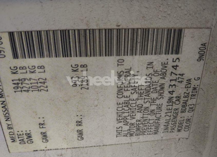 Photo 9 of 2009 Nissan Altima 2.5 S (VIN 1N4AL21E19N431745)