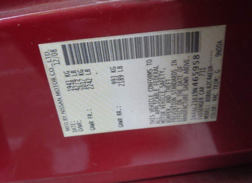 Photo 9 of 2009 Nissan Altima 2.5 S (VIN 1N4AL21E19N465958)