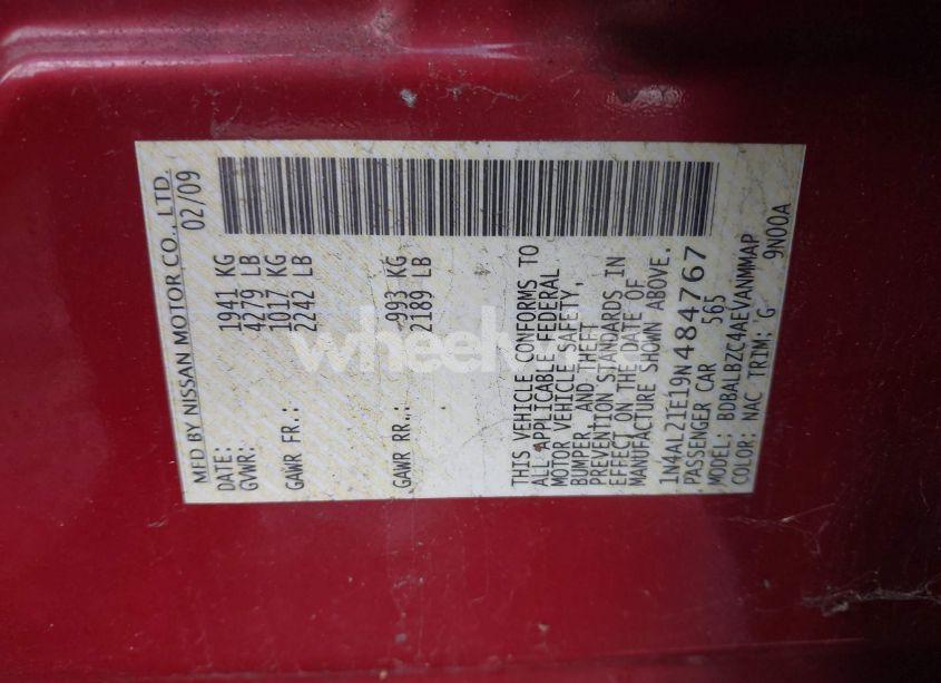 Photo 9 of 2009 Nissan Altima 2.5 S (VIN 1N4AL21E19N484767)