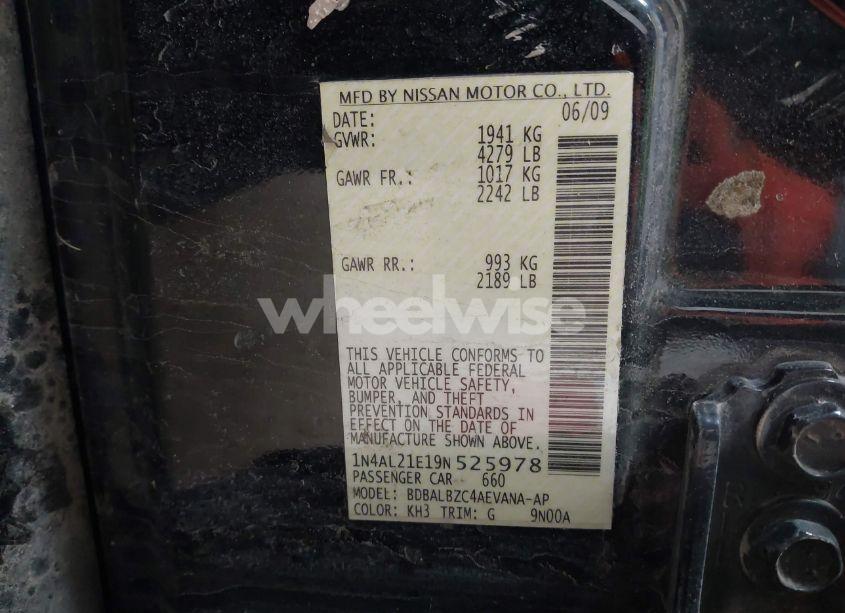 Photo 9 of 2009 Nissan Altima 2.5 S (VIN 1N4AL21E19N525978)