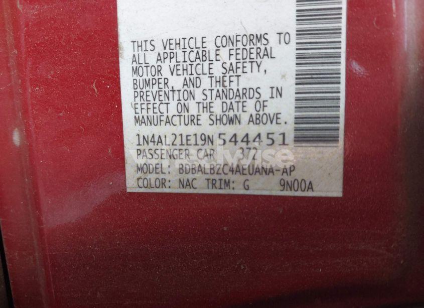 Photo 9 of 2009 Nissan Altima 2.5 S (VIN 1N4AL21E19N544451)