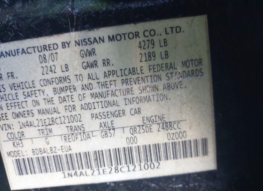 Photo 9 of 2008 Nissan Altima 2.5 S (VIN 1N4AL21E28C121002)