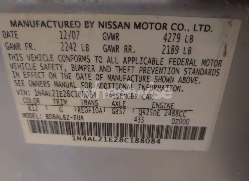 Photo 9 of 2008 Nissan Altima 2.5 S (VIN 1N4AL21E28C188084)
