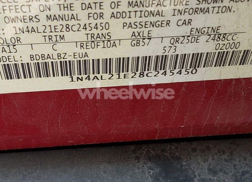 Photo 9 of 2008 Nissan Altima 2.5 S (VIN 1N4AL21E28C245450)