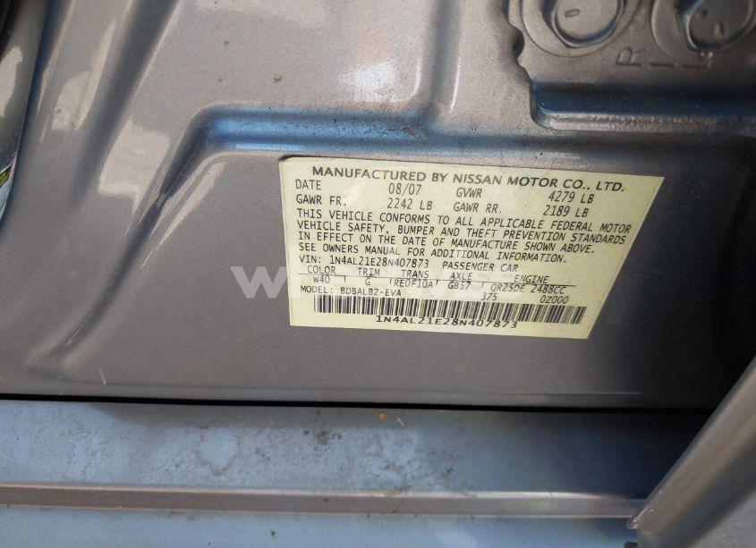 Photo 9 of 2008 Nissan Altima 2.5 S (VIN 1N4AL21E28N407873)