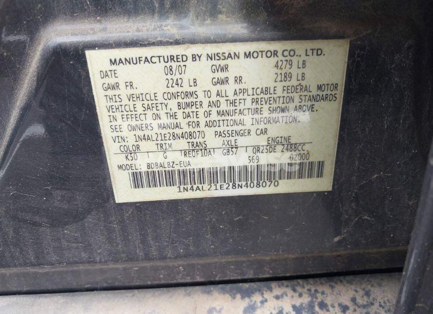 Photo 9 of 2008 Nissan Altima 2.5 S (VIN 1N4AL21E28N408070)