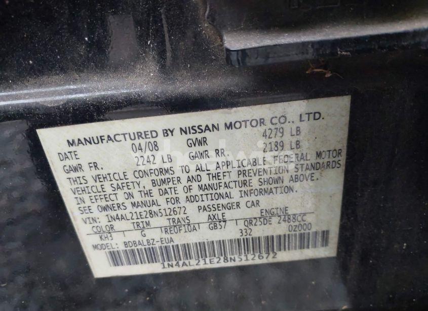 Photo 9 of 2008 Nissan Altima 2.5 S (VIN 1N4AL21E28N512672)