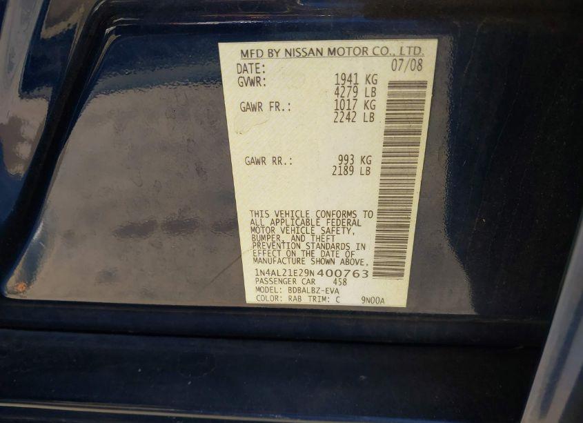 Photo 9 of 2009 Nissan Altima 2.5 S (VIN 1N4AL21E29N400763)
