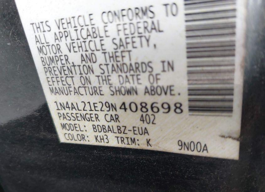 Photo 9 of 2009 Nissan Altima 2.5 S (VIN 1N4AL21E29N408698)