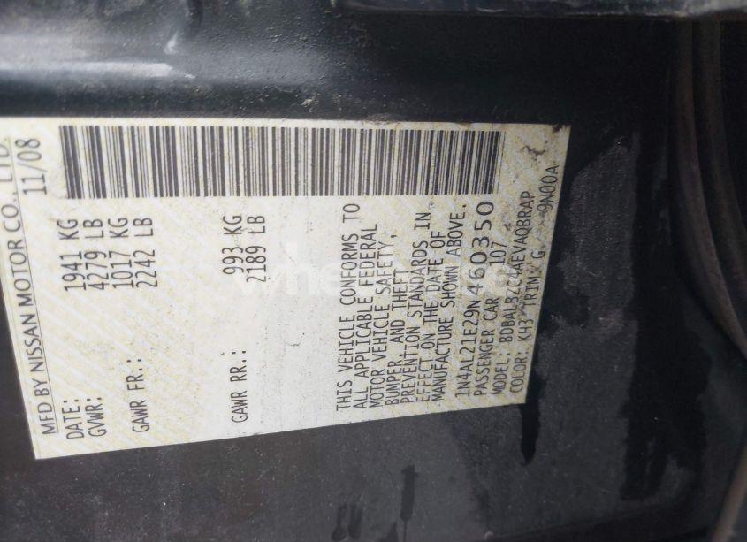 Photo 9 of 2009 Nissan Altima 2.5 S (VIN 1N4AL21E29N460350)