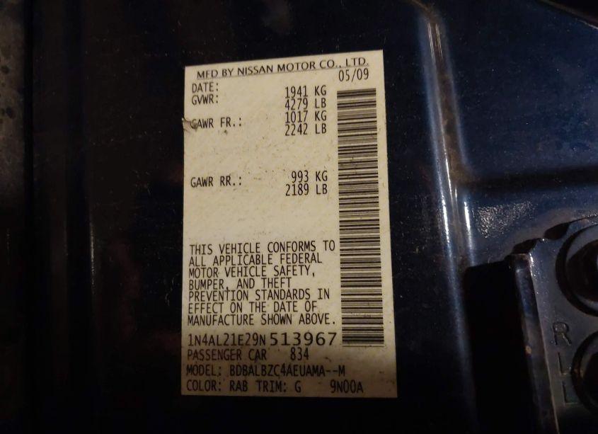 Photo 9 of 2009 Nissan Altima 2.5 S (VIN 1N4AL21E29N513967)