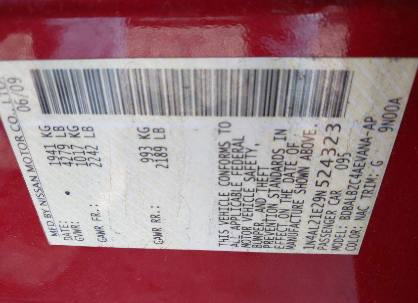 Photo 9 of 2009 Nissan Altima 2.5 S (VIN 1N4AL21E29N524323)