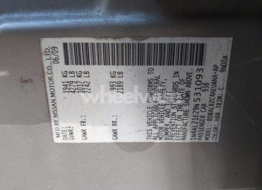 Photo 9 of 2009 Nissan Altima 2.5 S (VIN 1N4AL21E29N531093)