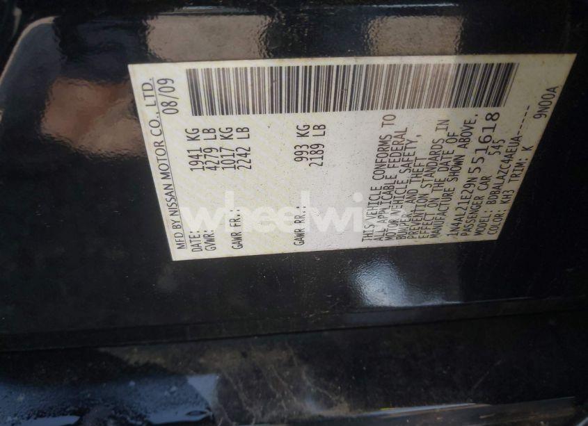 Photo 9 of 2009 Nissan Altima 2.5 (VIN 1N4AL21E29N551618)