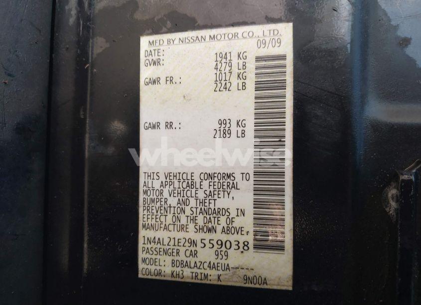 Photo 9 of 2009 Nissan Altima 2.5 (VIN 1N4AL21E29N559038)