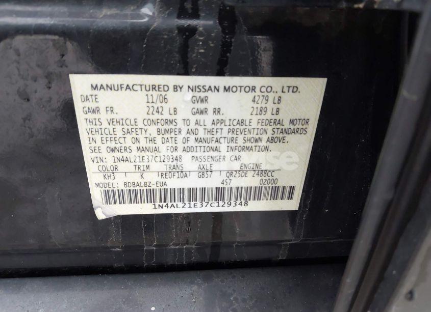 Photo 9 of 2007 Nissan Altima 2.5 S (VIN 1N4AL21E37C129348)