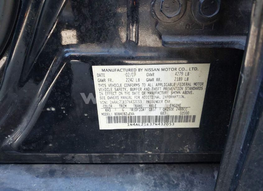 Photo 9 of 2007 Nissan Altima 2.5 S (VIN 1N4AL21E37N432053)