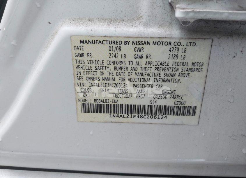 Photo 9 of 2008 Nissan Altima 2.5 S (VIN 1N4AL21E38C206124)