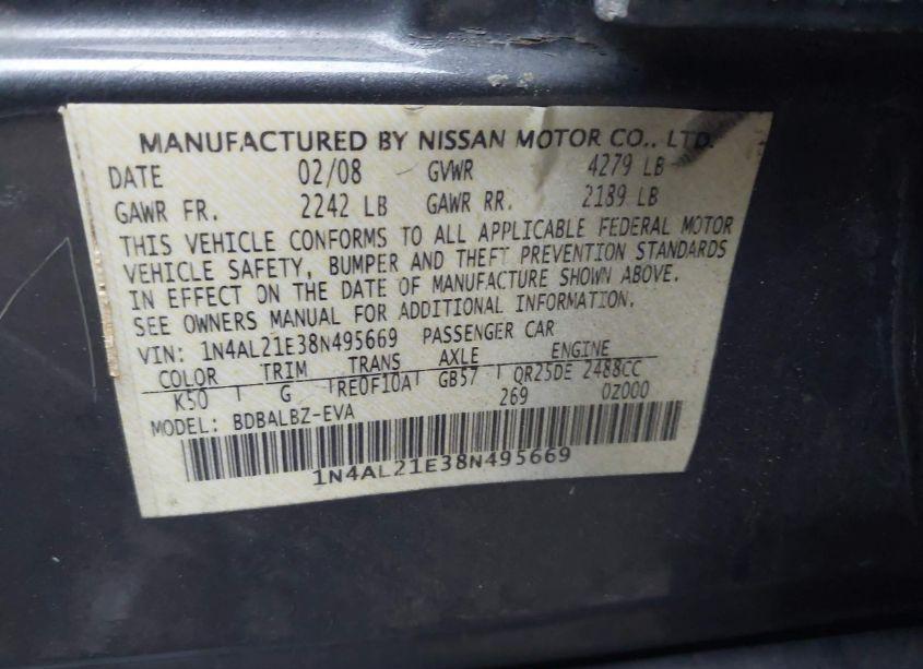 Photo 9 of 2008 Nissan Altima 2.5 S (VIN 1N4AL21E38N495669)