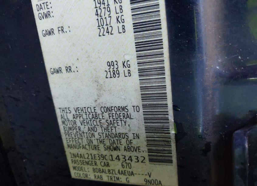 Photo 9 of 2009 Nissan Altima 2.5 S (VIN 1N4AL21E39C143432)