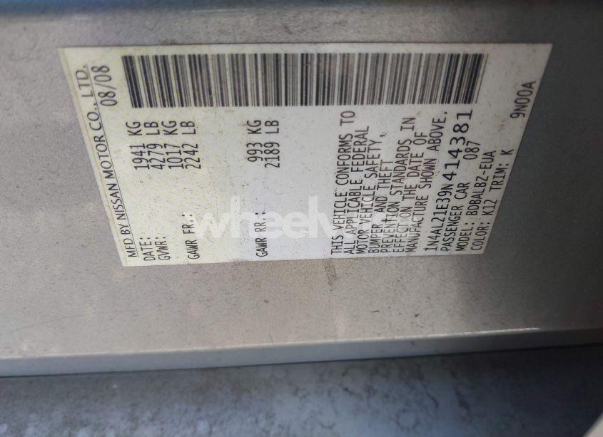 Photo 9 of 2009 Nissan Altima 2.5 S (VIN 1N4AL21E39N414381)