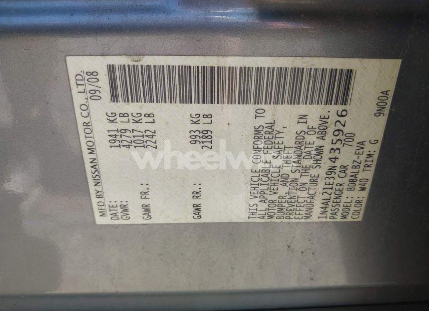 Photo 9 of 2009 Nissan Altima 2.5 S (VIN 1N4AL21E39N435926)