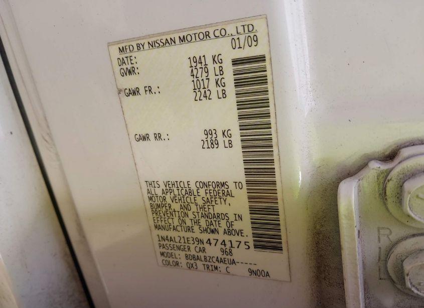 Photo 9 of 2009 Nissan Altima 2.5 S (VIN 1N4AL21E39N474175)