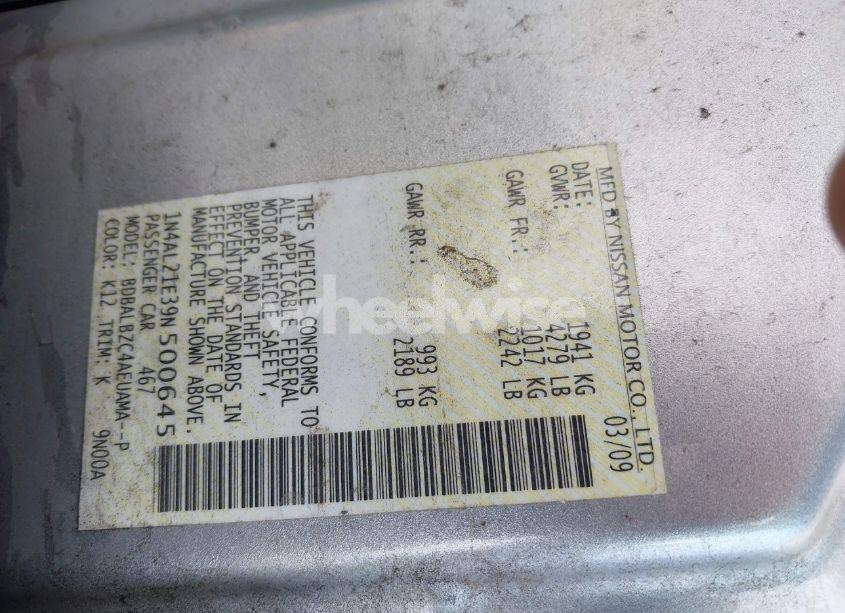 Photo 9 of 2009 Nissan Altima 2.5 S (VIN 1N4AL21E39N500645)