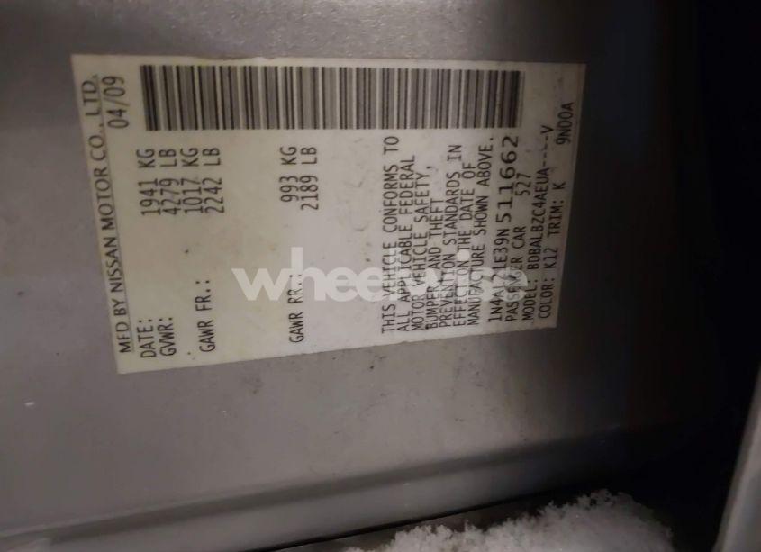 Photo 9 of 2009 Nissan Altima 2.5 S (VIN 1N4AL21E39N511662)