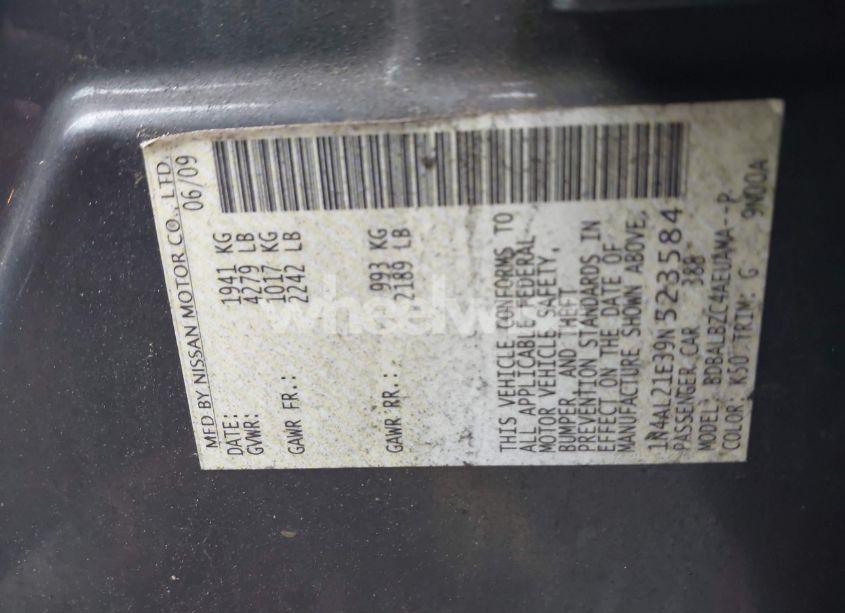 Photo 9 of 2009 Nissan Altima 2.5 S (VIN 1N4AL21E39N523584)