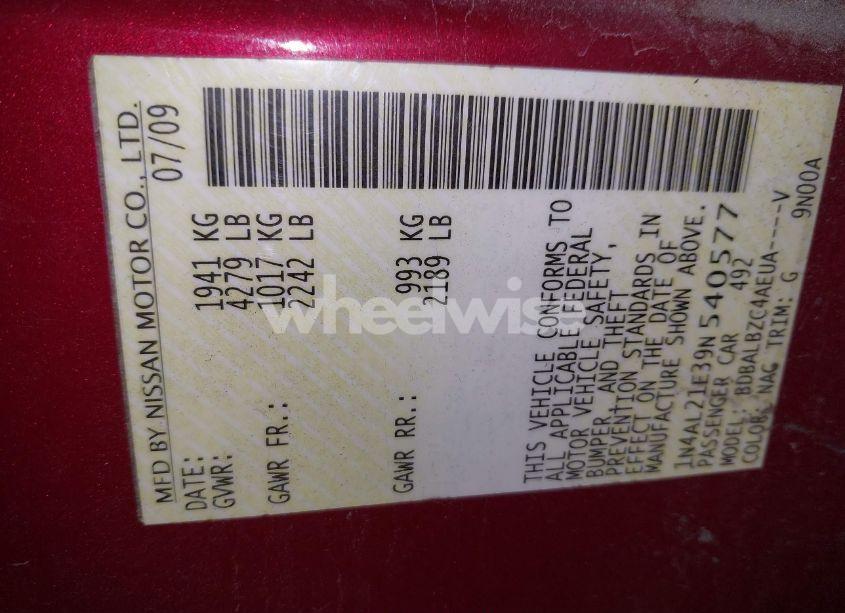 Photo 9 of 2009 Nissan Altima 2.5 S (VIN 1N4AL21E39N540577)