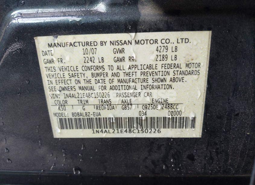 Photo 9 of 2008 Nissan Altima 2.5 S (VIN 1N4AL21E48C150226)