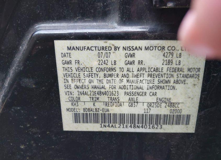 Photo 9 of 2008 Nissan Altima 2.5 S (VIN 1N4AL21E48N401623)