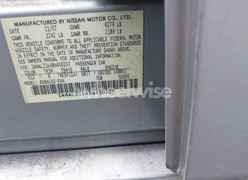 Photo 9 of 2008 Nissan Altima 2.5 S (VIN 1N4AL21E48N450207)