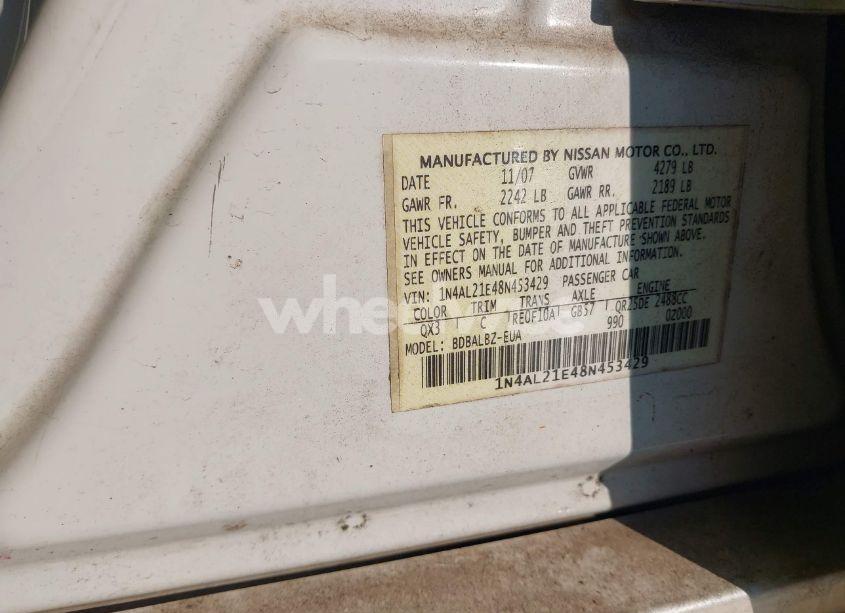 Photo 9 of 2008 Nissan Altima 2.5 S (VIN 1N4AL21E48N453429)