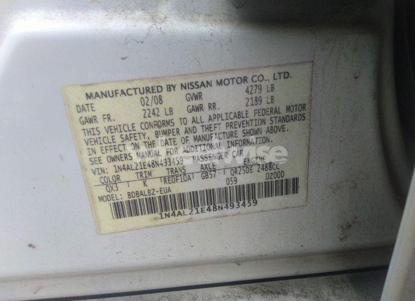 Photo 9 of 2008 Nissan Altima 2.5 S (VIN 1N4AL21E48N493459)