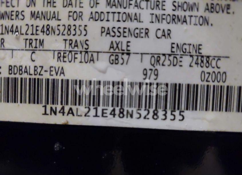 Photo 9 of 2008 Nissan Altima 2.5 S (VIN 1N4AL21E48N528355)