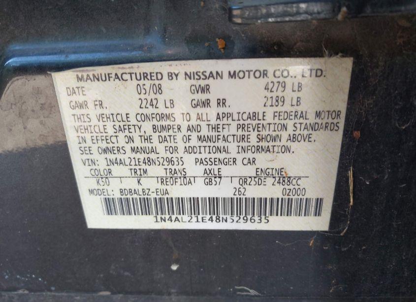 Photo 9 of 2008 Nissan Altima 2.5 S (VIN 1N4AL21E48N529635)
