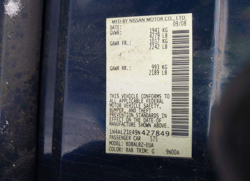 Photo 9 of 2009 Nissan Altima 2.5 S (VIN 1N4AL21E49N427849)