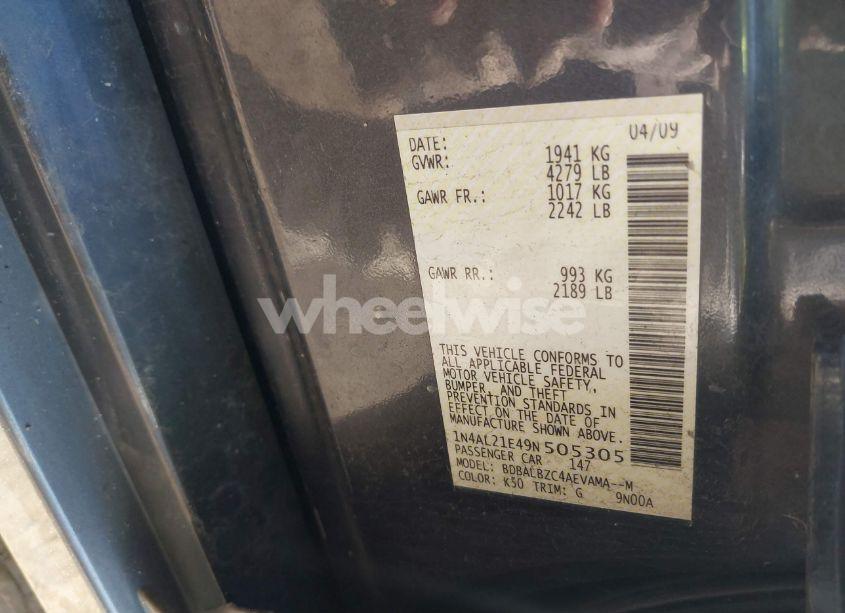 Photo 9 of 2009 Nissan Altima 2.5 S (VIN 1N4AL21E49N505305)