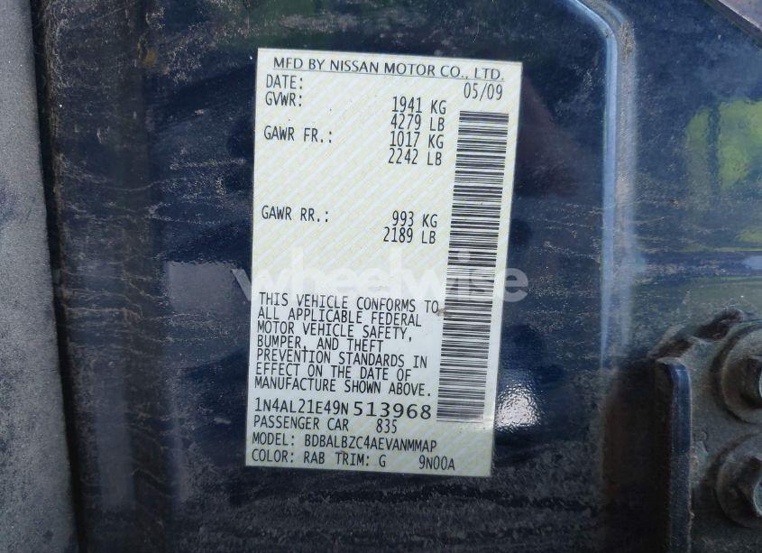 Photo 9 of 2009 Nissan Altima 2.5 S (VIN 1N4AL21E49N513968)